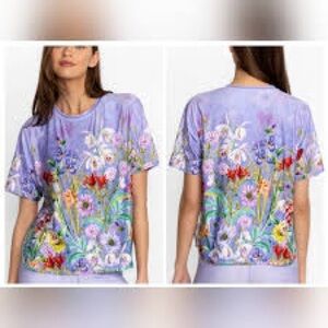Johnny Was Bee Active Short Sleeve Oversize Floral Crop Tee Shirt XXL